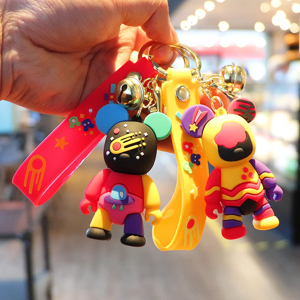 AOOMO Space Bear Bag Charm, Cute Rabbit Silicone Fashion Key Ring with Carabiner, Ink Green (Black)