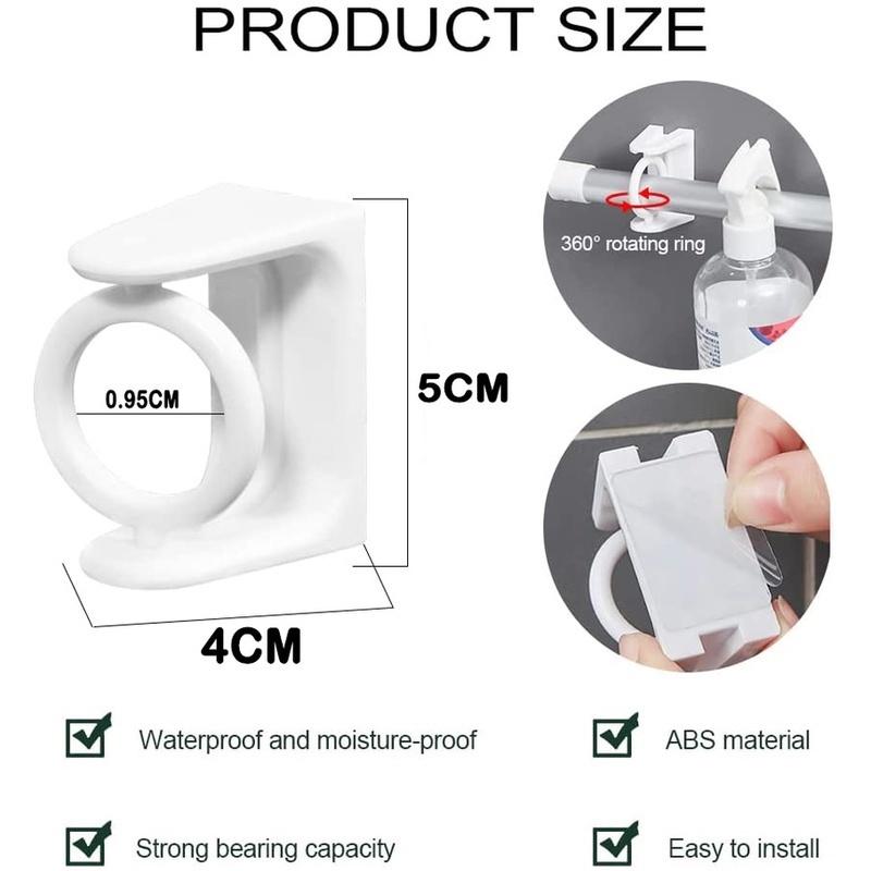 2Pcs Curtain Rod Fixed Holder 360° Rotating Circular Transparent Curtain Rod Hook Hanging Rod Ring