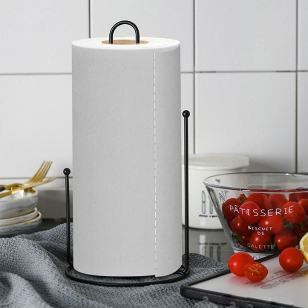 2 Pcs One-handed Tear Paper Towel Rack Black/White Tissue Stand Vertical Napkin Holder  Kitchen