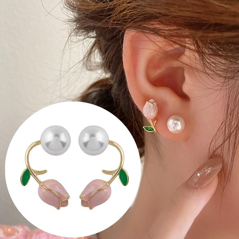 Свежие серьги-тюльпаны, розовый дизайн, чувство до и после ношения жемчужных серег, серьги-тюльпаны для женщин и девочек