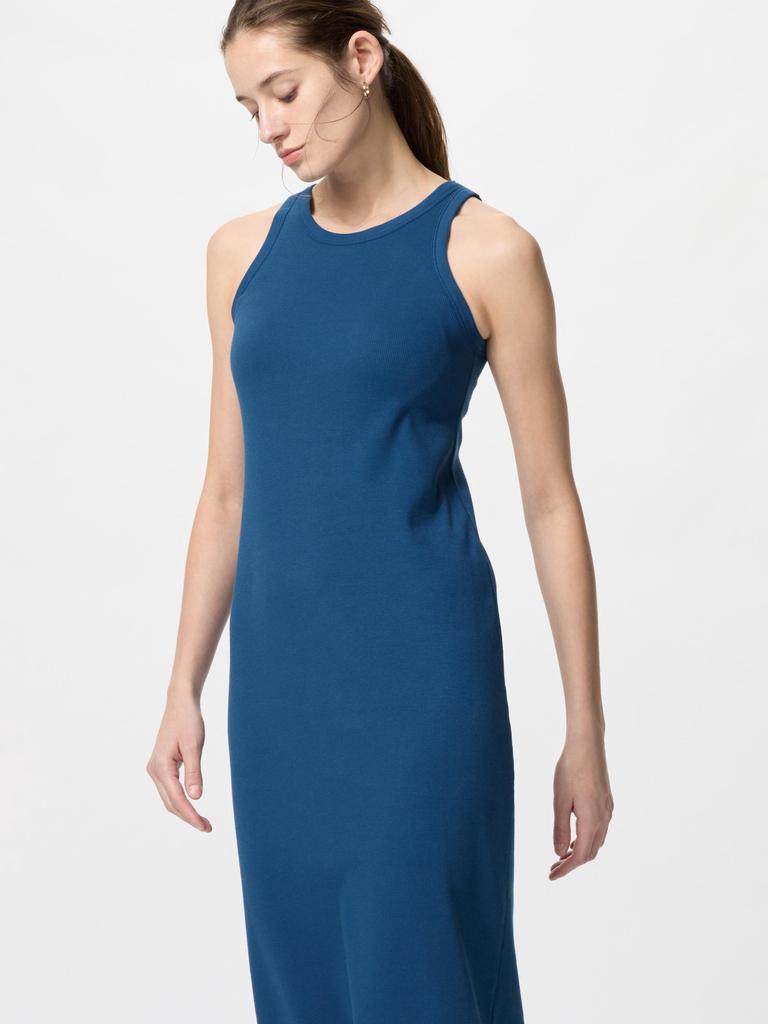 Uniqlo Платье-бюстгальтер в рубчик в японском стиле, длинное