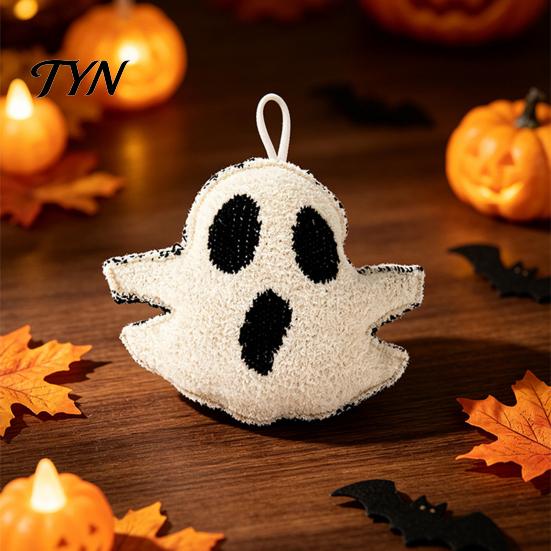 Soft Stuffed Ghost Ornament Halloween Hanging Ornament, Cute Spooky Plush Tabletop Decor Figurine, Holiday Atmosphere Props, Funny Party Supplies Gift