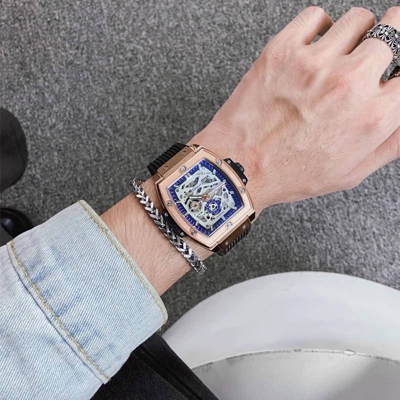 Chenxi Automatic Mechanical Men's Wine Barrel Watch Waterproof Luminous High-end Hollowed Out Transparent Silicone Tape For Men