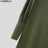 INCERUN Men Lapel Collar Long Puff Sleeve Buttons High Splits Long Shirts