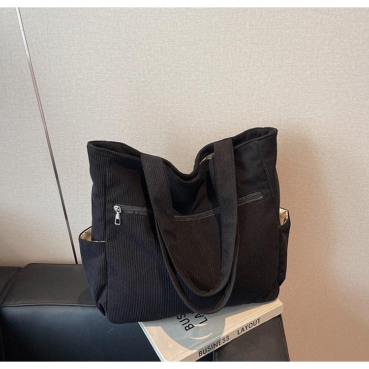 Вельветовая сумка женская большой вместимости новая летняя повседневная на плечо универсальная сумка-тоут для студентки