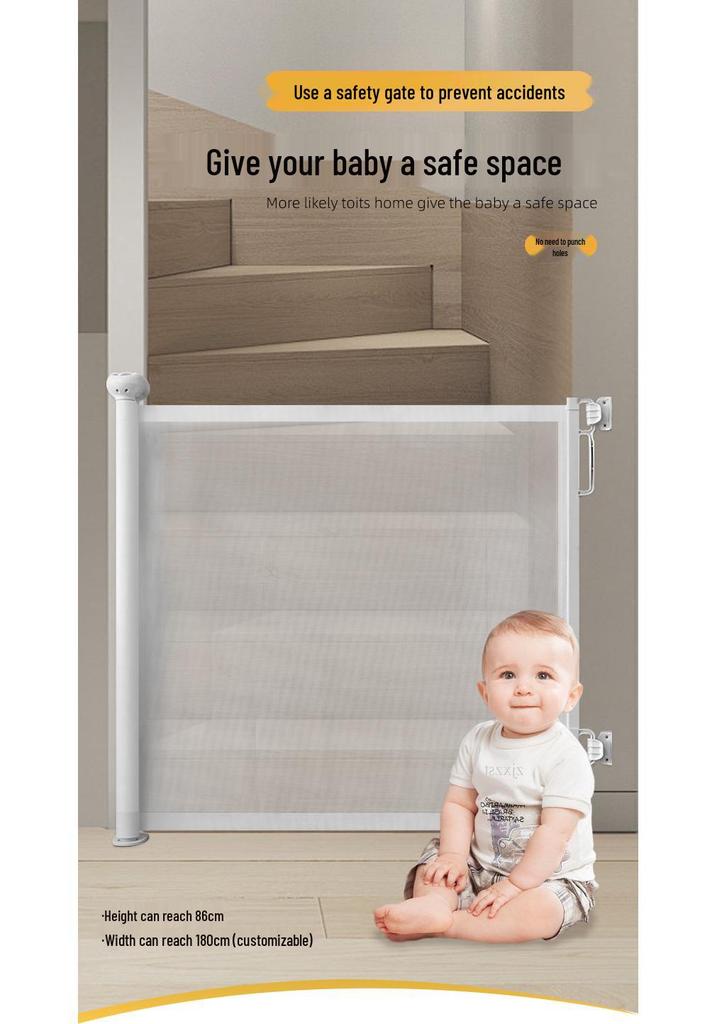 Retractable Pet Gate & Child Safety Rail: No-Drill, Indoor Stair Guard.