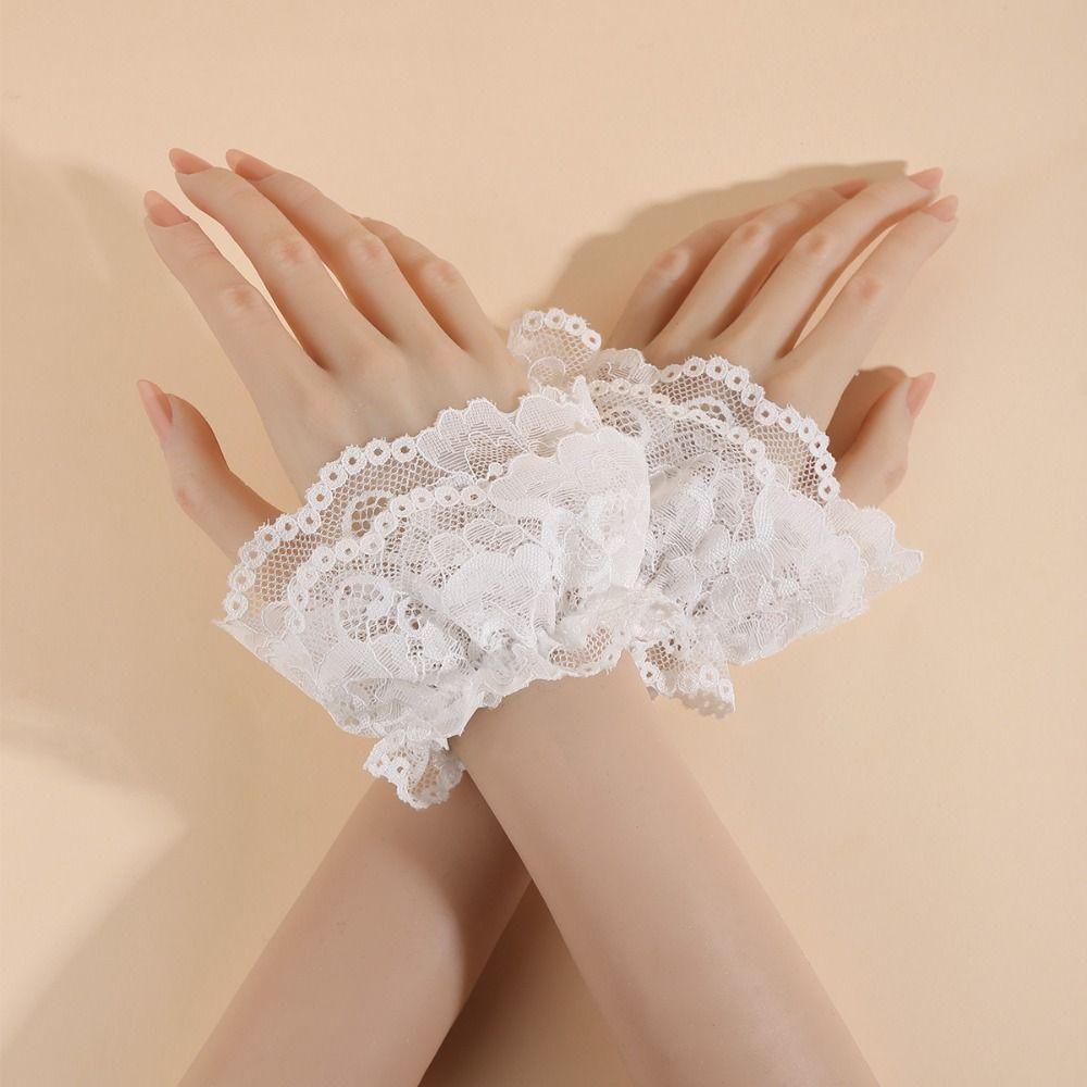 Costume Accessory Fake Cuff Lace Ruffled Wrist Lace Cuff Elegant Sweater Cuffs Stage Performance