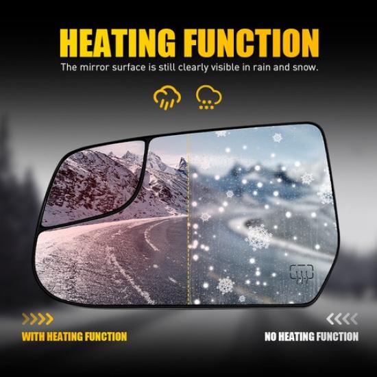 Front Left Mirror Glass Set Driver Side For 2010-2017 Chevy Equinox GMC Terrain