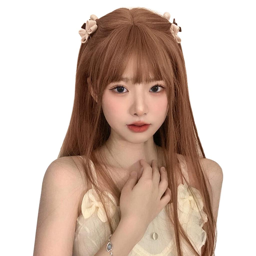 Peacoco Crossdressing Harajuku Lolita Small Heat Full of Black Hair Net Included Wig, Long, Straight, Style, Cosplay, Medium, Natural, Face,