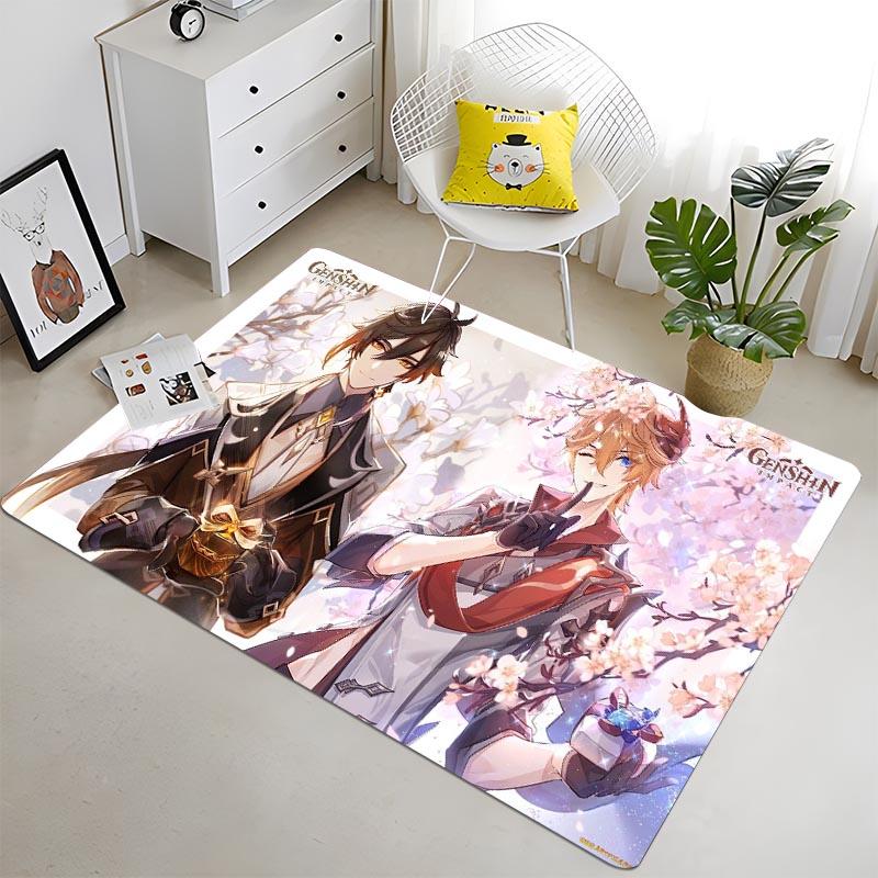 Аниме-игра Genshin Impact Area Rug Напольный коврик Ковер для спальни Детская игровая зона Ковер Ковер из пены с эффектом памяти Ковер в стиле аниме