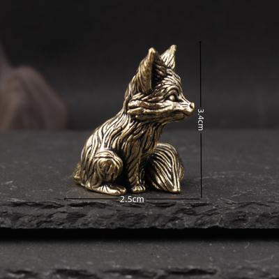 Винтажная фигурка лисы из цельного металла для рабочего стола, офисного стола, чайный питомец, ручная, маленькая, латунная, декоративное ремесло