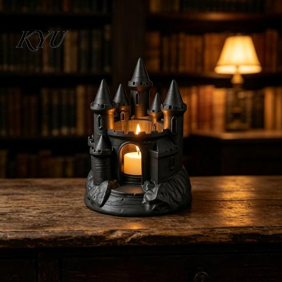 Маленький ветрозащитный держатель для свечи, 3D-печать, средневековый замок, готический темный эстетичный аксессуар для комнаты, подсвечник, фэнтезийный орнамент для Хэллоуина