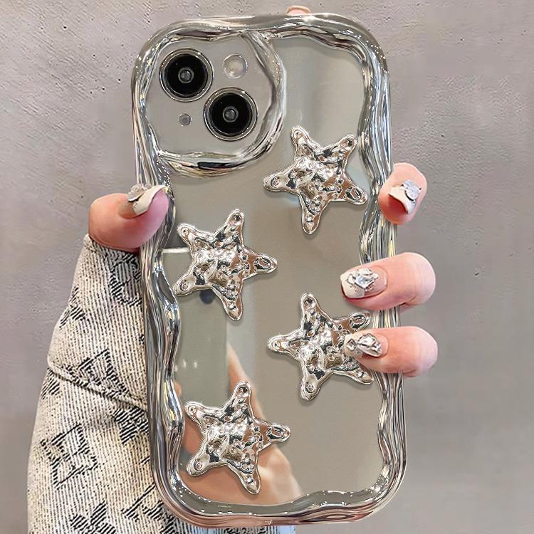 Applicable To Apple 15 Mobile Phone Case IPhone 14pro Three-dimensional Starfish Chain 13/12mini Silver Plating Xs Silicone