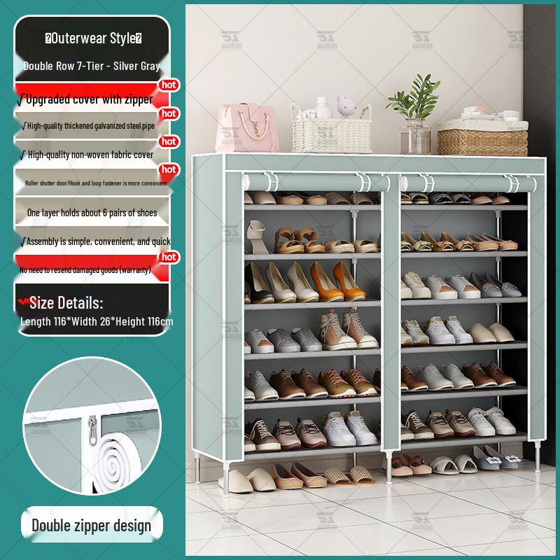 Multi-Layer Indoor Shoe Rack with Curtain