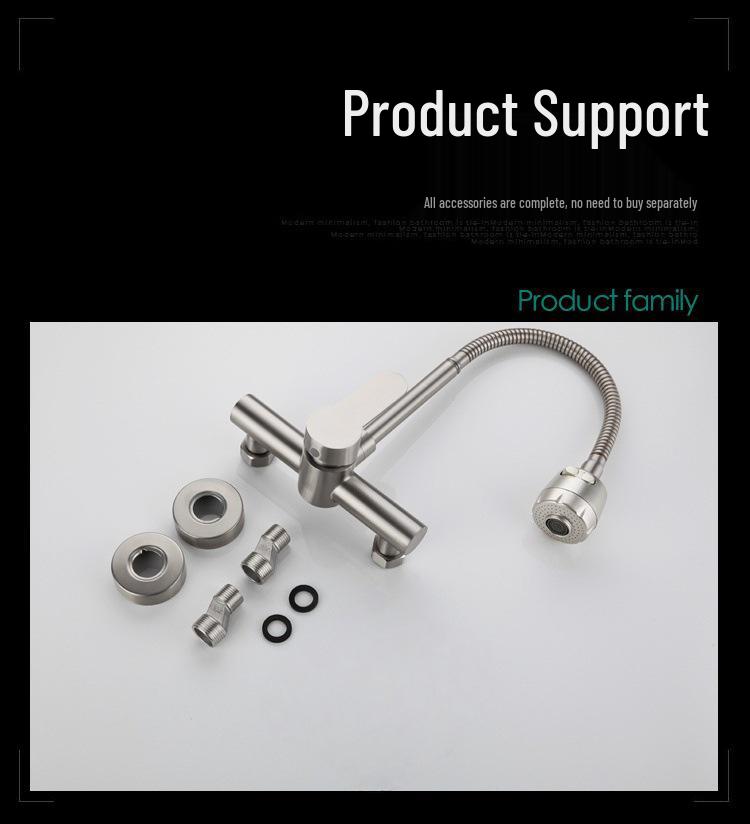304 Stainless Steel Wall-Mounted Faucet for Hot/Cold Water - Ideal for Laundry, Balcony, and Vegetable Washing Sinks