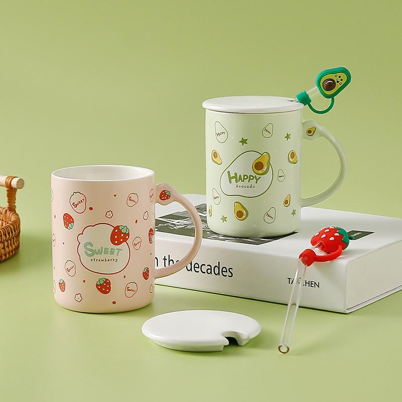 Фруктовая соломенная чашка с крышкой, симпатичная, в стиле Ins, свежая стеклянная чашка, открывающаяся для завтрака в офисе, сувенир