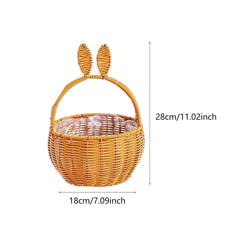 Adorable Bunny Ears Woven Basket for Easter Gifts for Picnic Wedding Party Candy Flower Basket Empty Snacks Basket Decor