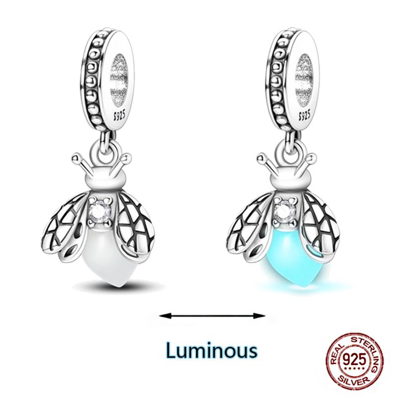 Shining Luminous Firefly Charms Copper Bulb Octopus Jellyfish Bee Fit Dangle Original Bracelets Glow Beads Women Diy Jewelry