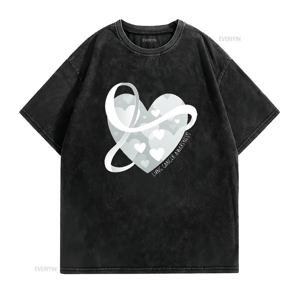 Lung Cancer Awareness White Ribbon Around Women s Plus Size T Shirt Black 2X Large vintage Washed Stylish graphic Breathable