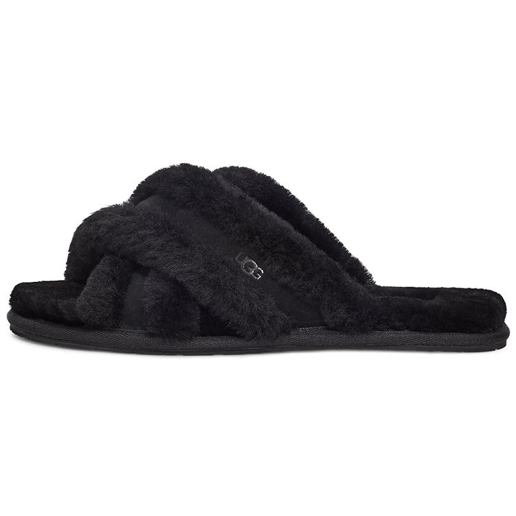 UGG Теплые модные тапочки Scuffita с флисовой подкладкой, женские тапочки, черные 1123572-BLK