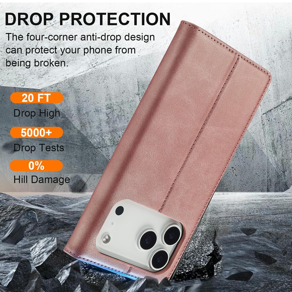 LC.IMEEKE For iPhone 17 Pro Max Case Wallet Microfiber Leather Phone Cover