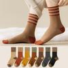 10 пар женских зимних полосатых носков до середины икры из махры с острым мыском