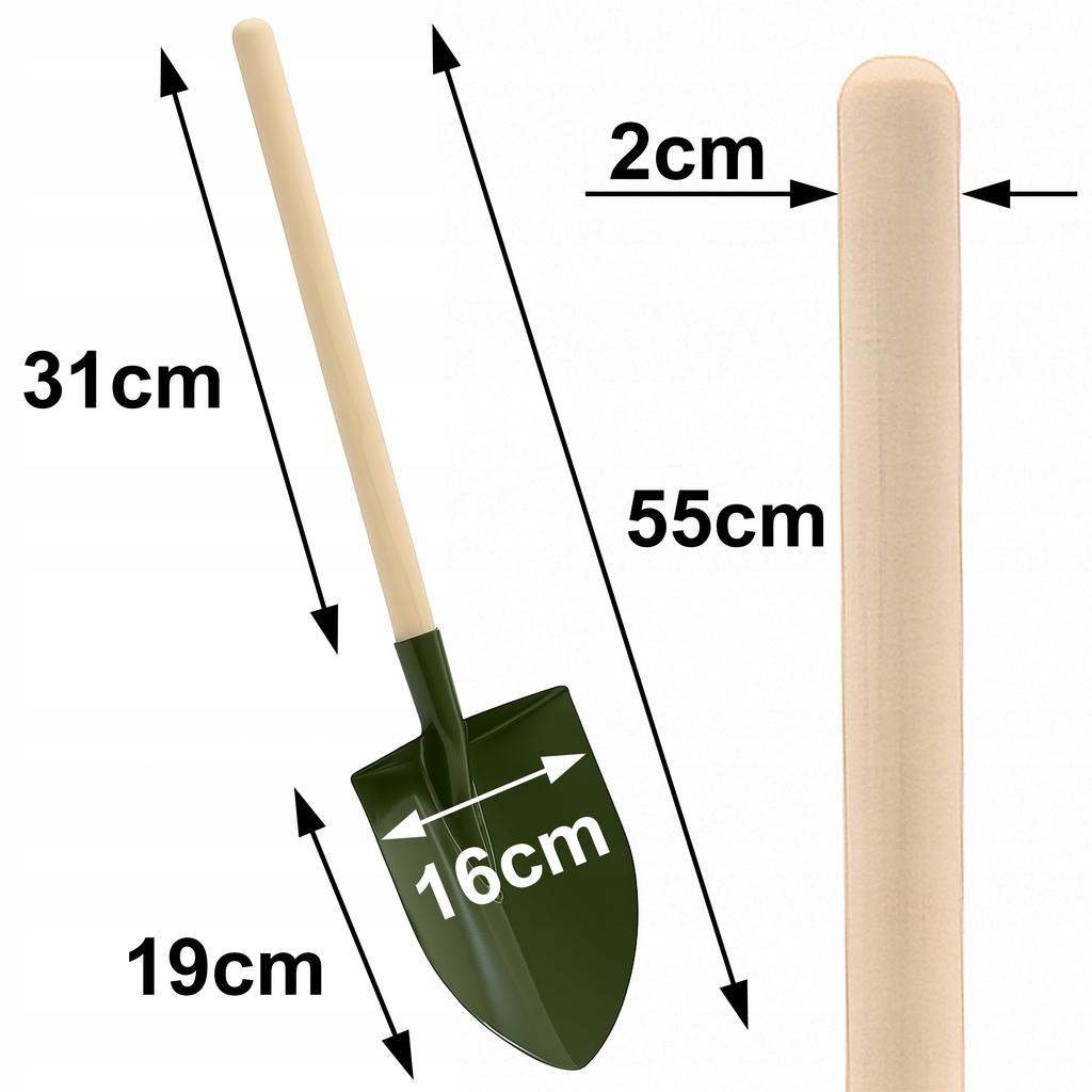 Łopata Dla Dzieci Saperka Na Plażę, Piaskownica Bezpieczna Eko Drewno 55Cm