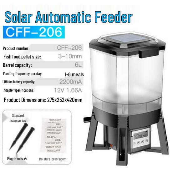 Автоматическая кормушка для пруда с карпами Gechi Solar CFF-106/206