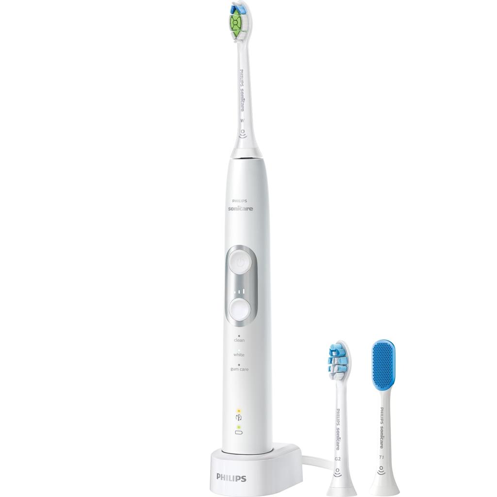 Электрическая зубная щетка Philips Sonicare Protect Clean Premium Brush белая (Белый плюс/Десны плюс/Язык в комплекте) HX6877/55