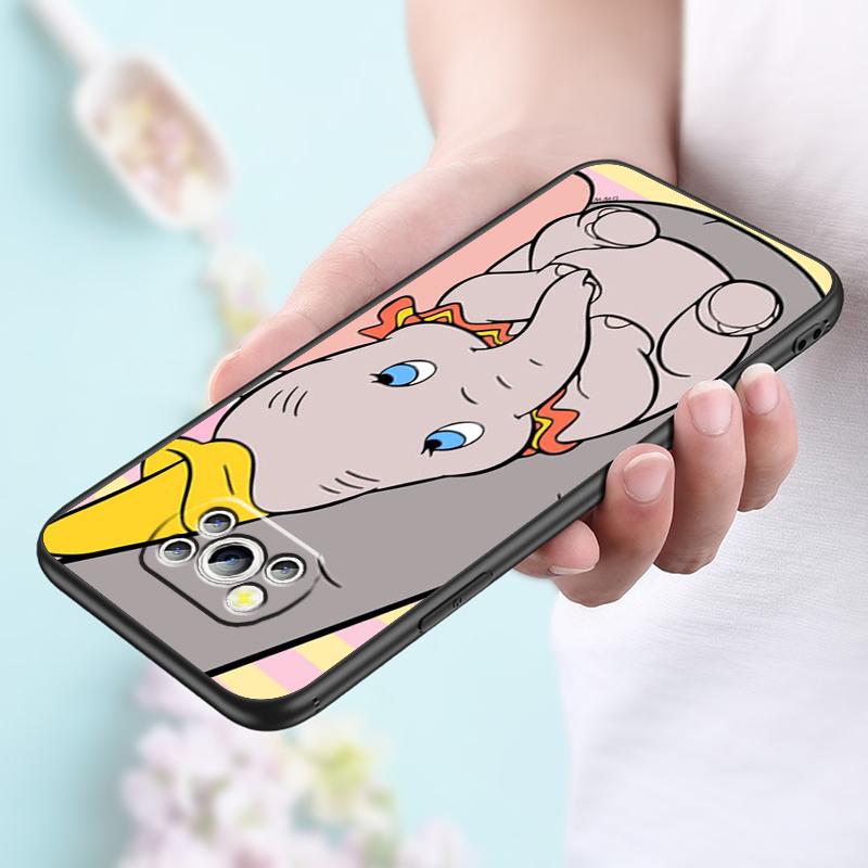 Cute Dumbo Cartoon For Xiaomi Mi Poco F5 F4 F3 F2 X5 X4 X3 M6 M5 M5S M4 M3 C40 Pro GT NFC 5G Black Cover Phone Case