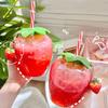 Летняя Милая Клубничная Бутылка для Воды с Трубочкой Мультяшная Пищевая PP Кружка-Стакан с Трубочкой для Молока и Кофе для Дома Посуда