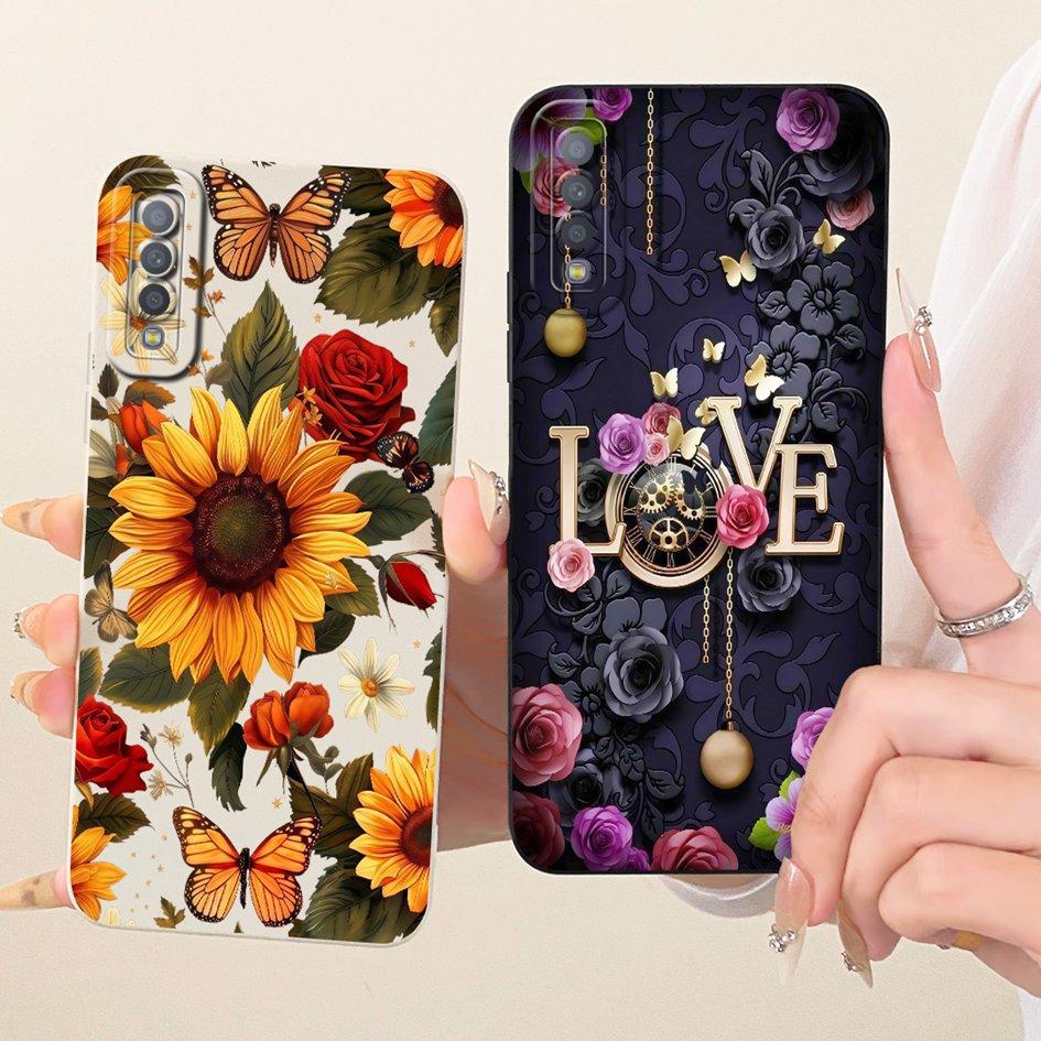 For Samsung Galaxy A7 2018 Case A750 SM-A750F Cover Lovely Cartoon Cat Soft Silicone Protection Shell For Samsung A7 2018 Bumper