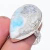 Natural Larimar Gemstone Handmade 925 Sterling Silver Jewelry Ring Size 8.5 K8s11
