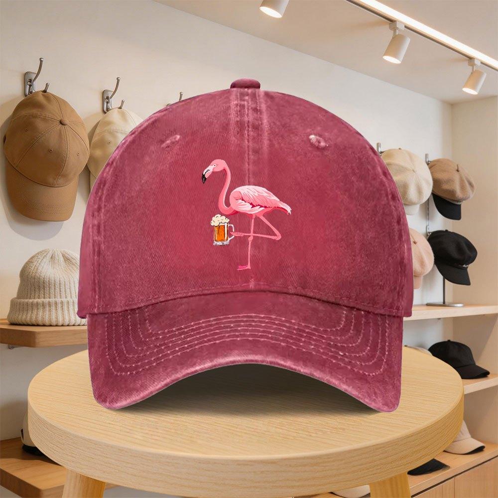 Mens Baseball Cap with Flamingo Beer Graphic Fashionable Casual Adjustable Hat for SpringAutumn Outings Travel Beach Vaca