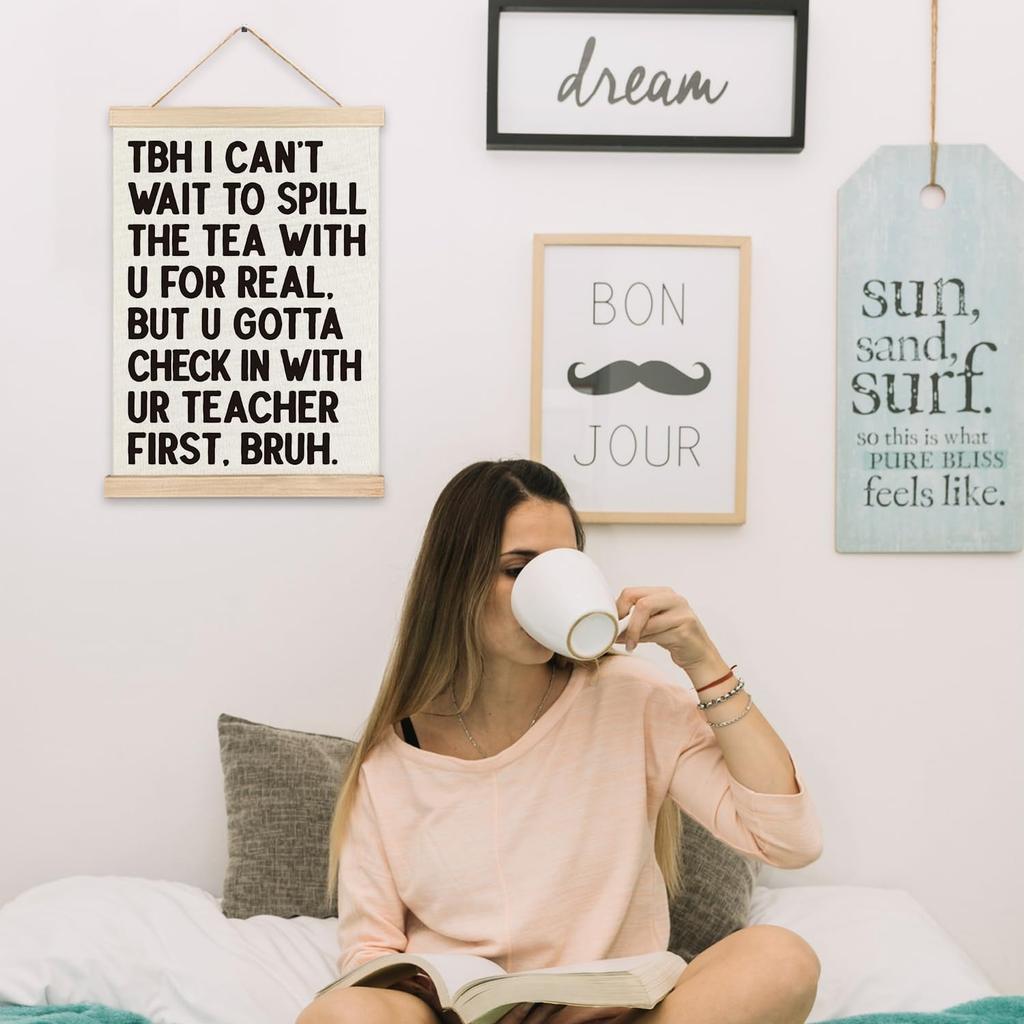 RYYCDOI Middle High School Classroom Wall Decor, Tbh I Can't Wait to Spell the Tea Funny Classroom Wall Art Poster, 12x16 Inches