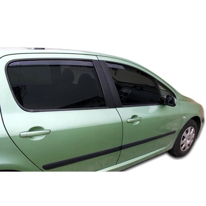 Дефлекторы воздуха - J&J AUTOMOTIVE - Peugeot 307 - Тонированный - Усиленный акрил - Простая установка