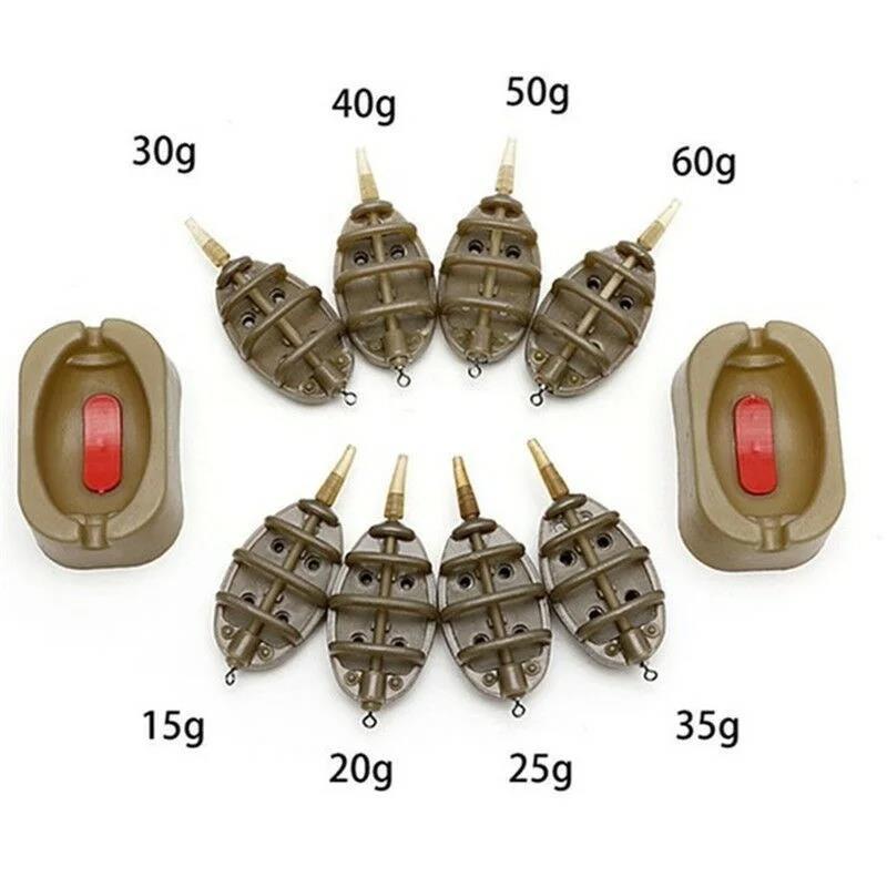 Inline Method Feeder Mould Bait Thrower Bait Plumb Set Carp Fishing Bait Holder Tool for Freshwater Fishing Accurate Bait