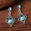 1 пара винтажных серег-подвесок в богемном стиле, элегантные серьги с бирюзой, подходят для повседневной носки