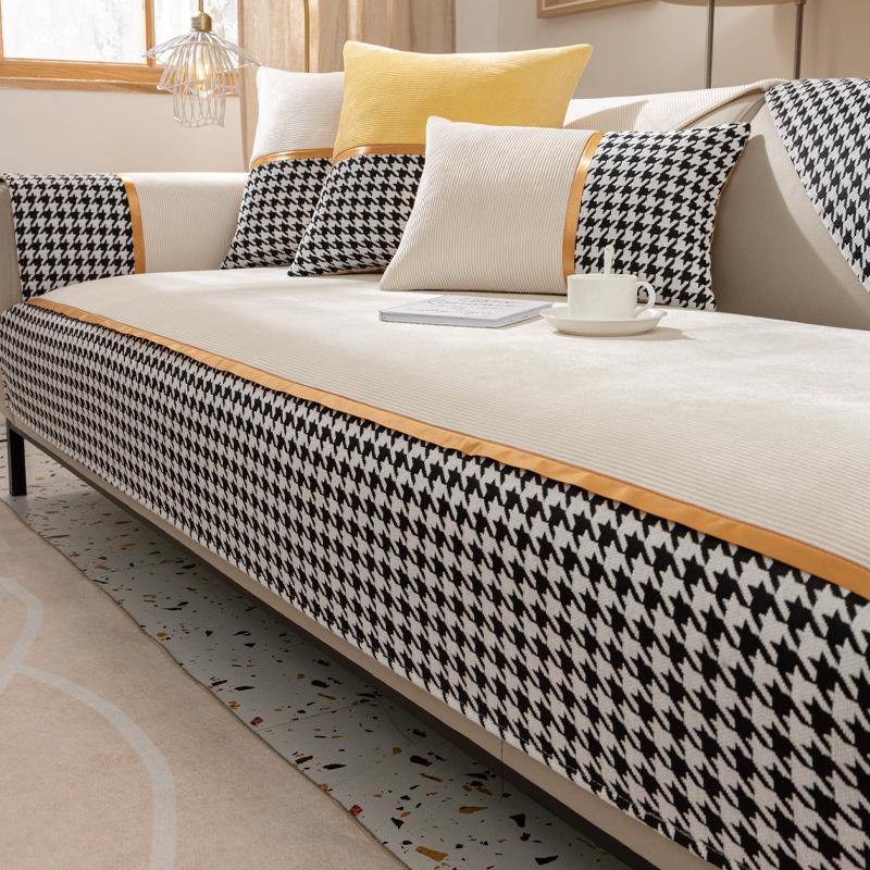 New Style Sofa Cushion Winter Plush Simple Modern Anti-slip Cushion Leather Sofa Cover Four-season Universal Cover Towel Thickening