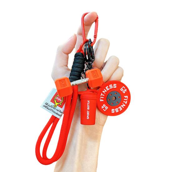 Брелок-подвеска Многофункциональный портативный брелок с плетеным шнурком Бутылка для воды Гантели Штанга Диски Фитнес-шарм Спортивные аксессуары