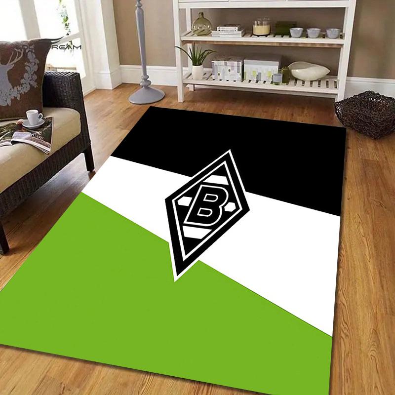 Borussia Mönchengladbach Flannel Pattern Square Carpet,Area Rug,Carpet Rug for Living Room Bedroom Sofa Playroom Decor,Non-slip Floor Mat