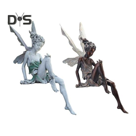 Статуэтка цветочной феи, фигурка крылатой феи из смолы, скульптура садовой феи для украшения крыльца дома, газона, двора