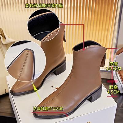 Новые остроносые ботинки 2025 осень толстый каблук ботинки Мартин женские повседневные ковбойские сапоги женские универсальные ботинки женские ретро женские ботинки