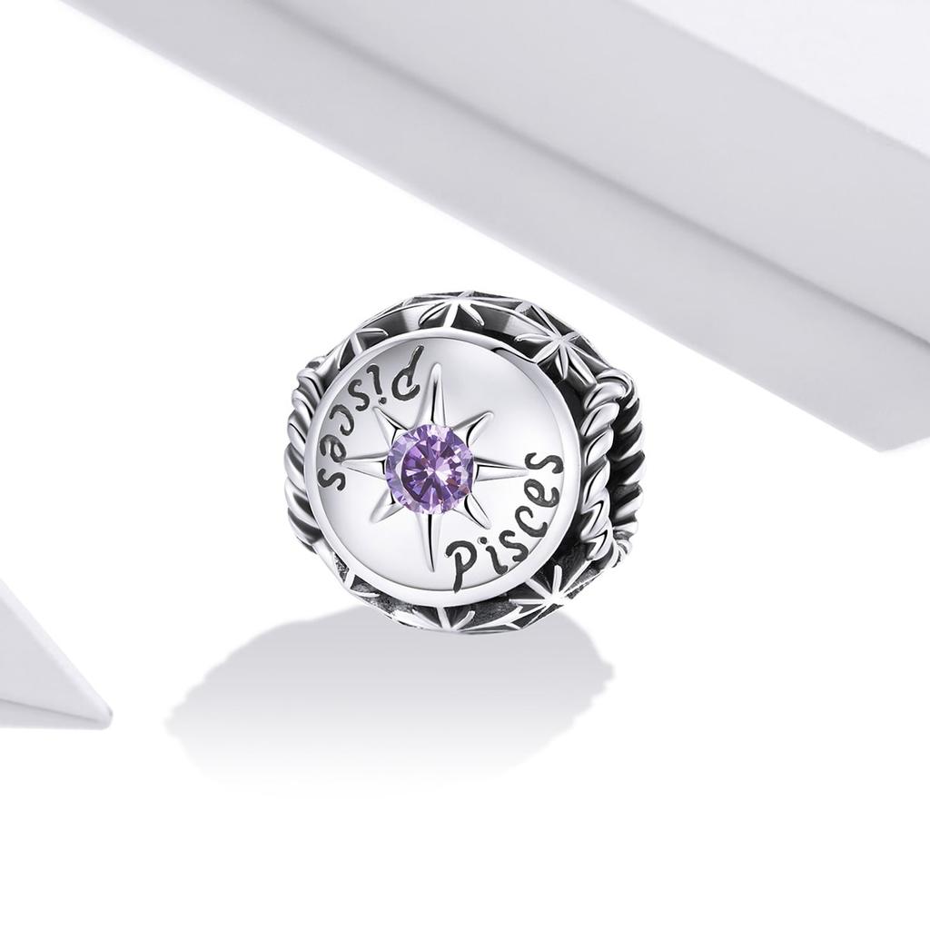 Charms Do Pandora Znak Zodiaku Ryby Kamień Urodzinowy Srebro
