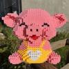 3D модель DIY Mini Diamond Blocks Bricks Building Animal World Pink Smile Pig Piggy Sit Pet Doll Toys Toy for Children Gift