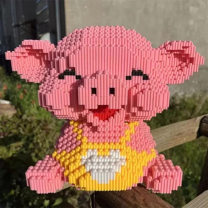 3D модель DIY Mini Diamond Blocks Bricks Building Animal World Pink Smile Pig Piggy Sit Pet Doll Toys Toy for Children Gift