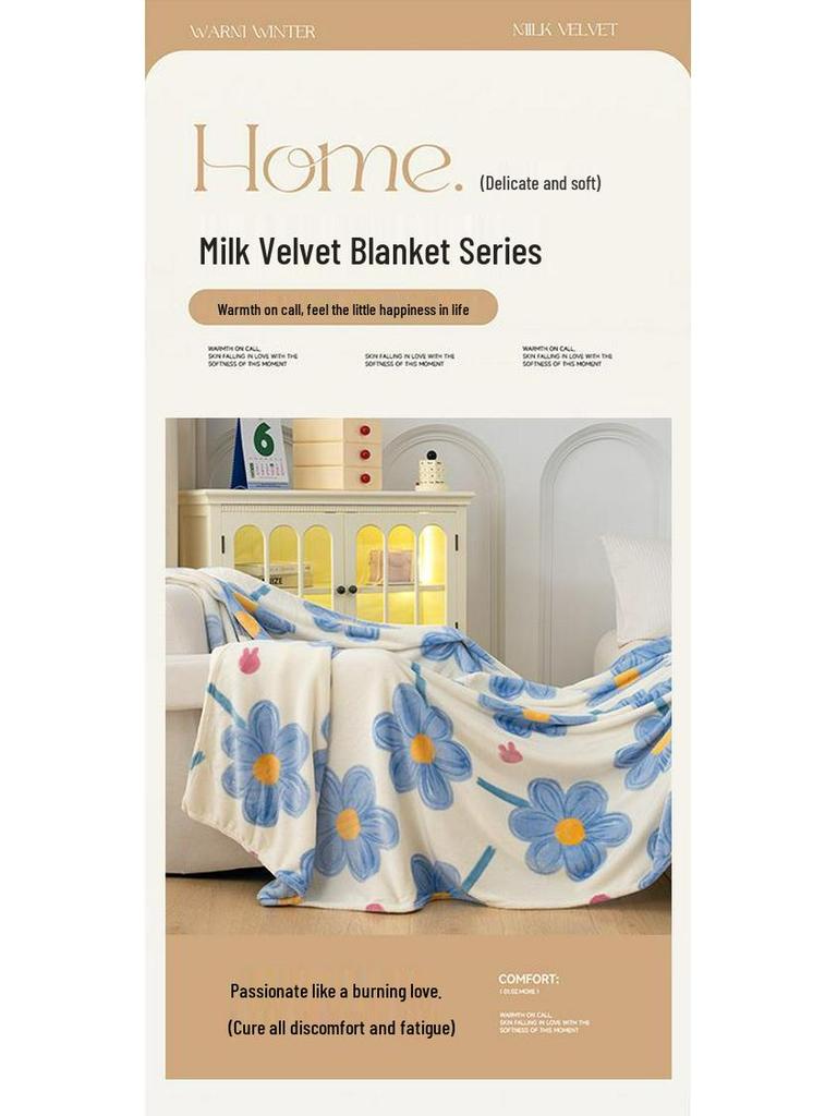 Flannel Insulated Air Conditioning Blanket for Dormitory, Single, and Double Beds