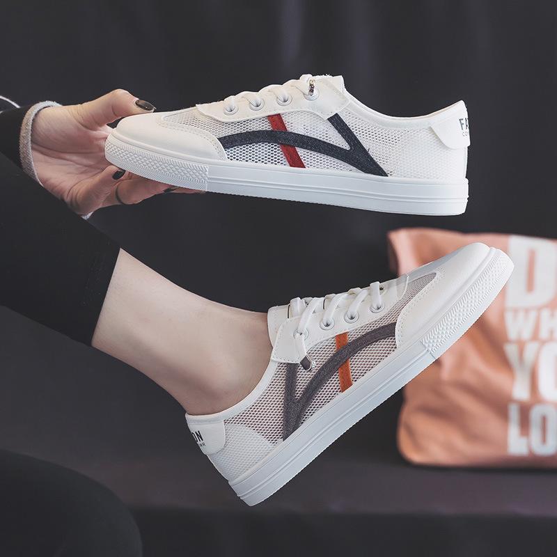Summer New Ins Breathable White Shoes Women's Fashionable Student Mesh Versatile Casual Board Shoes Flat Shoes