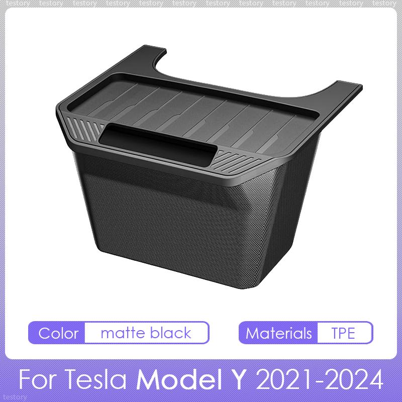 Rear Seat Storage Box for Tesla Model Y 2021-2024 Accessories TPE Backseat Storage Box Bins Trash Can for Tesla Model Y 2024