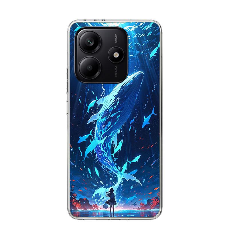 Чехол для телефона Горбатый кит Морской гигант для Xiaomi Redmi Note 15 14 13 12S 12 Pro Plus 11S 11E 11 11T 10S 10 Арт Мягкий чехол с рисунком